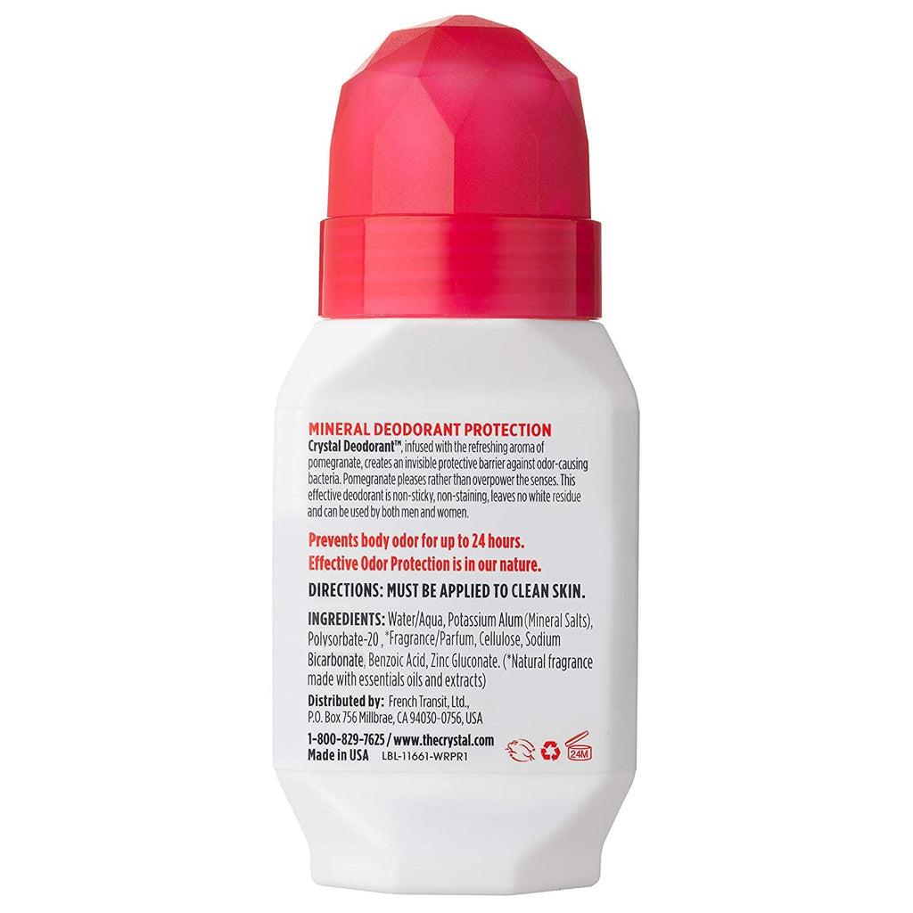 Buy now Crystal Mineral Deodorant Roll-On Body Deodorant With 24-Hour Odor Protection, Pomegranate, Non-Sticky Roll-On, Aluminium Chloride, 2.25 FL OZ - 3 pack at indiglob india