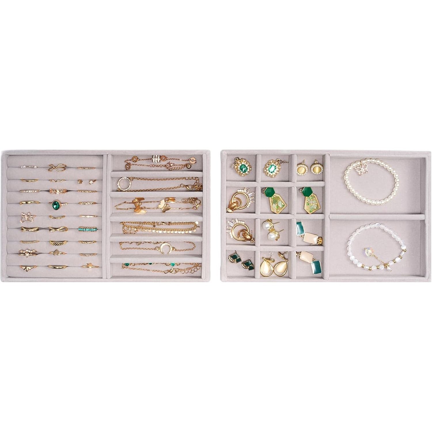 Buy now ProCase Stackable Jewelry Organizer Trays for Drawers, Jewelry Drawer Inserts Container Display Case Storage for Earring Necklace Rings Bracelet with Removable Dividers -Grey, 4 Layers 2 Layers Silver at indiglob india