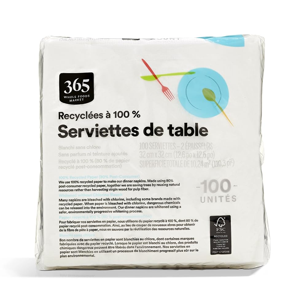 365 by Whole Foods Market, Dinner Napkins, 2-Ply, 100 Count