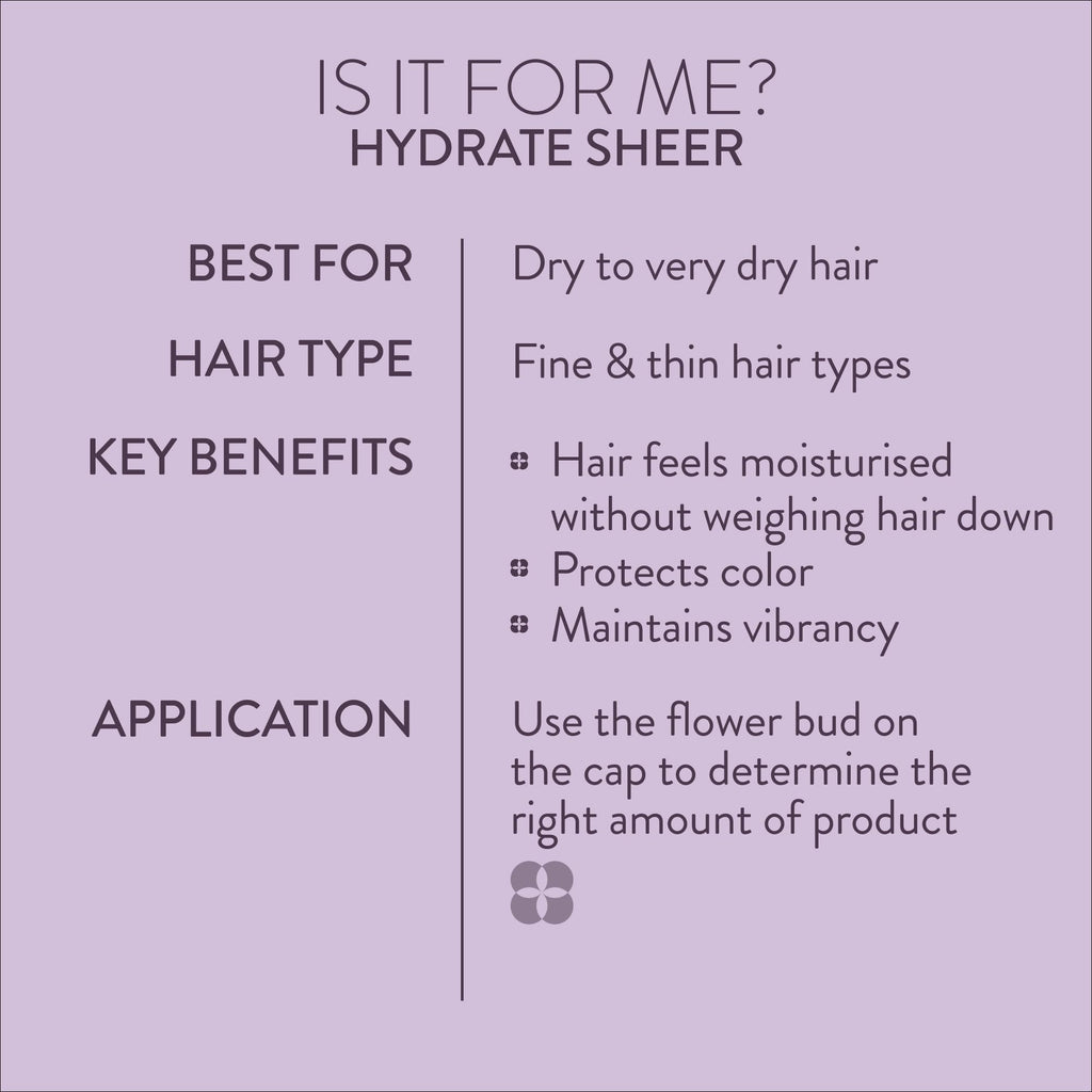 Pureology Hydrate Sheer Shampoo - Lightweight Hydrating Shampoo For Fine or Dry Color-Treated Hair, Silicone-Free & Vegan