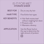 Pureology Hydrate Sheer Shampoo - Lightweight Hydrating Shampoo For Fine or Dry Color-Treated Hair, Silicone-Free & Vegan