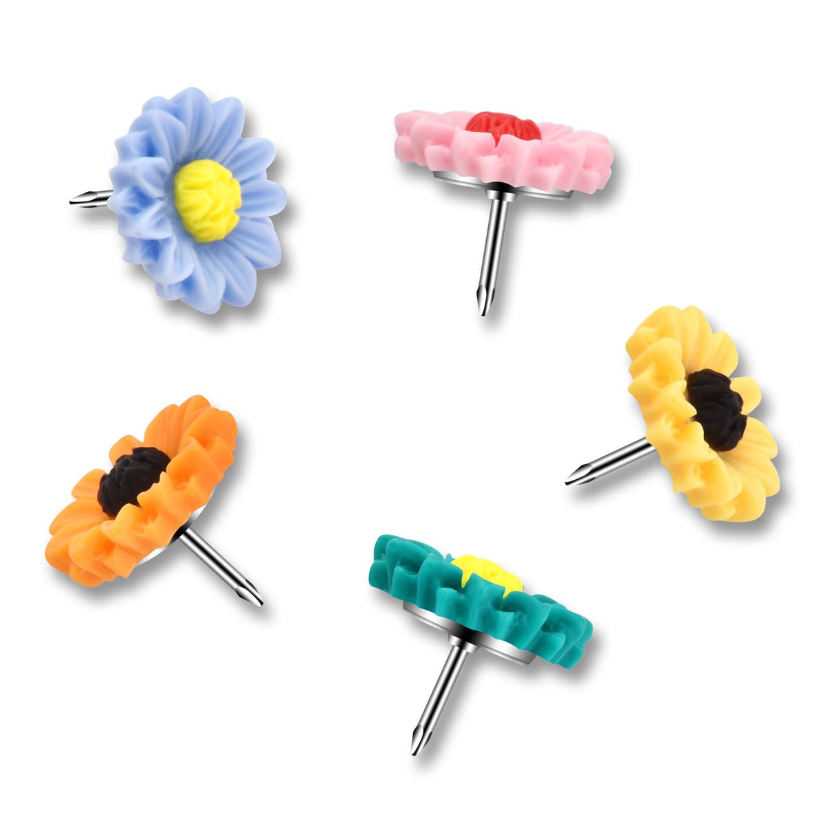 40Pcs Push Pins, Thumb Tacks for Bulletin Board, Flower Decorative Pins and Tacks, Cork Board Thumbtacks, Cute Thumbtack for Office Decorative