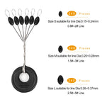Lavie&Camus 720PCS Fishing Bobber Stopper, Oval Floats Sinker Stops, 6 in 1 Black Rubber Bobber Stops, L M S Size Float Stop Kit