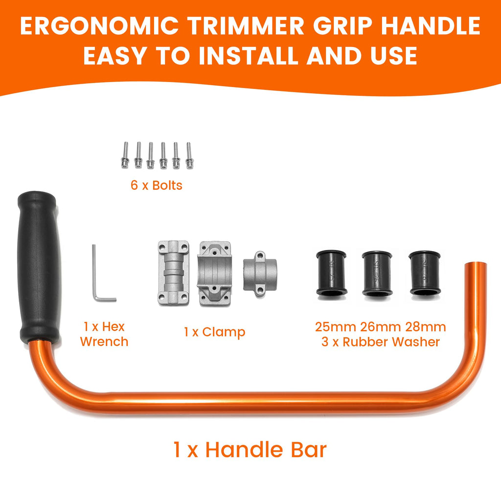 Weed Eater Ergonomic Back Saver Handle Extension for Stihl Husqvarna Echo Troy Bilt Ryobi String Trimmer (Orange)
