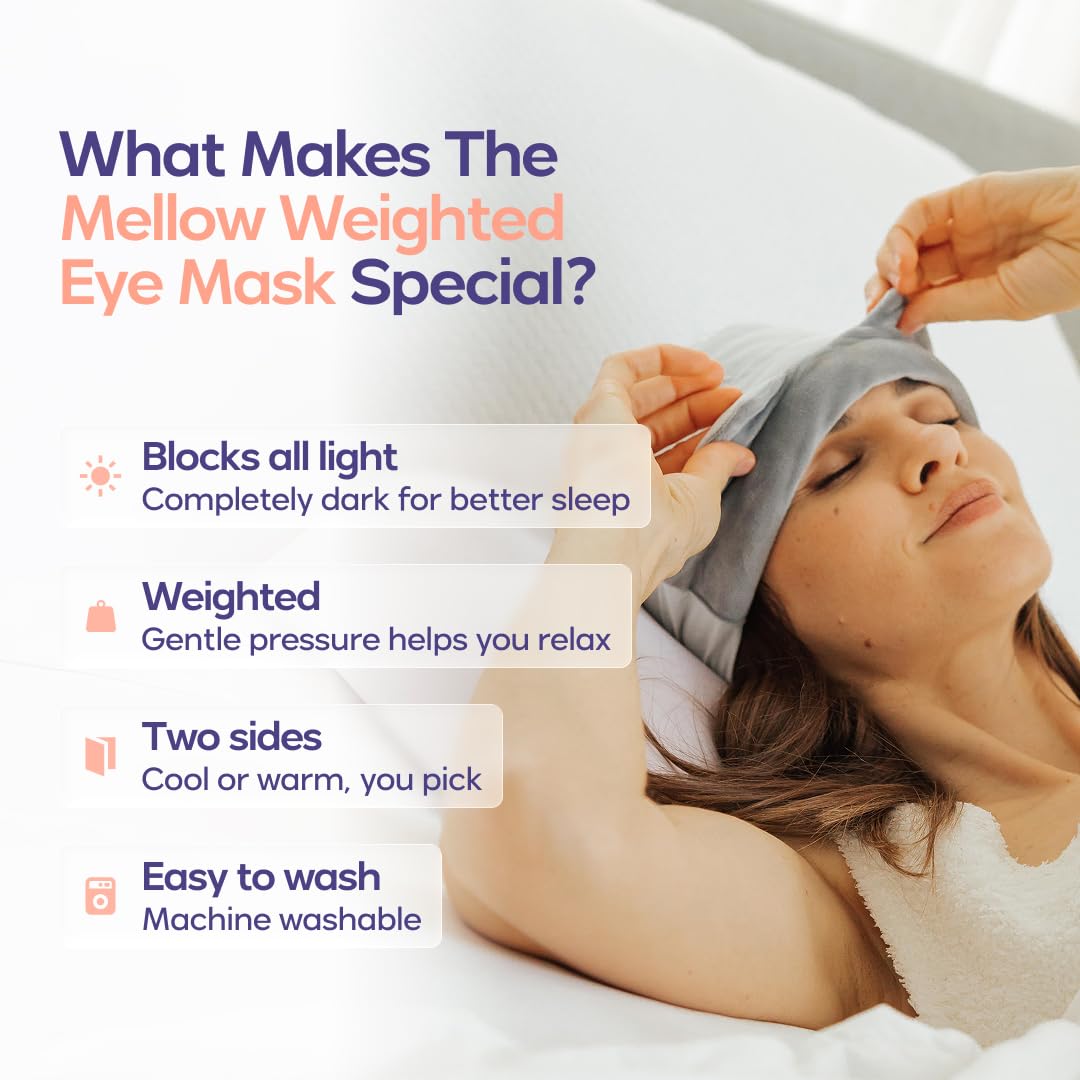 Mellow Weighted Sleep Eye Mask for Sleeping, Naps & Relaxation, Washable