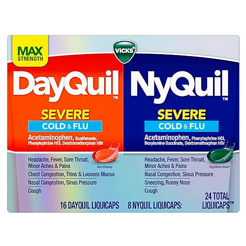 Buy now Vicks DayQuil & Nyquil Severe Cold, Flu & Congestion Medicine, 24 Count at indiglob india