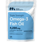 Micro Ingredients Triple Strength Omega-3 Fish Oil 4,200 mg Per Serving | EPA 1200mg + DHA 900mg Per Serving, Wild Caught Fish Source, Lemon-Flavored, 240 Softgels, Burpless, No Fishy Aftertaste.