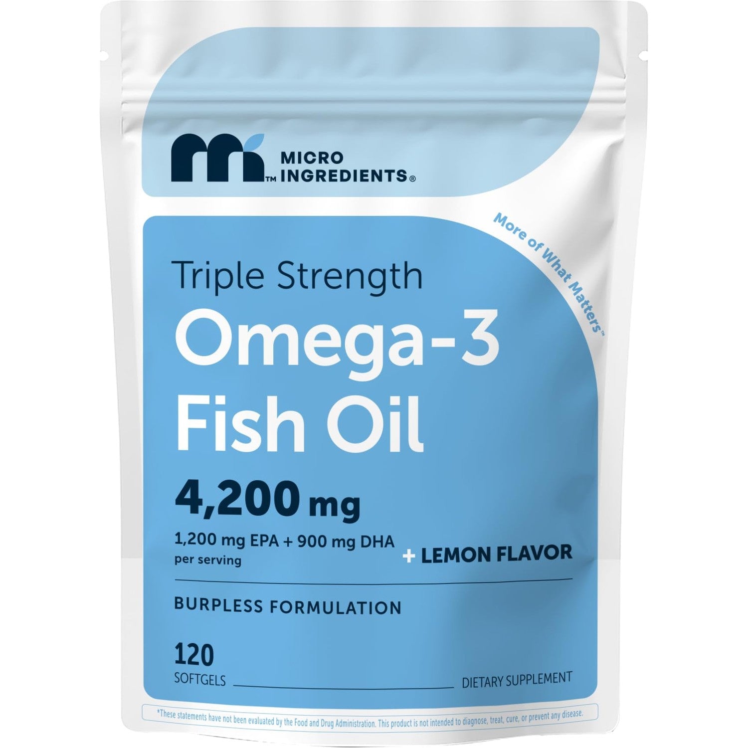 Micro Ingredients Triple Strength Omega-3 Fish Oil 4,200 mg Per Serving | EPA 1200mg + DHA 900mg Per Serving, Wild Caught Fish Source, Lemon-Flavored, 240 Softgels, Burpless, No Fishy Aftertaste.