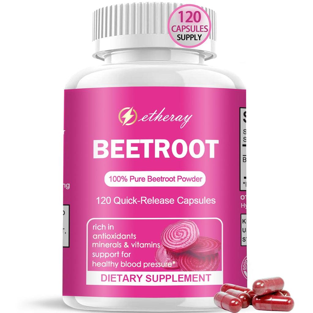 Beet Root Capsules - 1300mg Organic Pure Beetroot Beets Powder 60 Capsules-30 Days Supply | Natural & Vegan Supplement