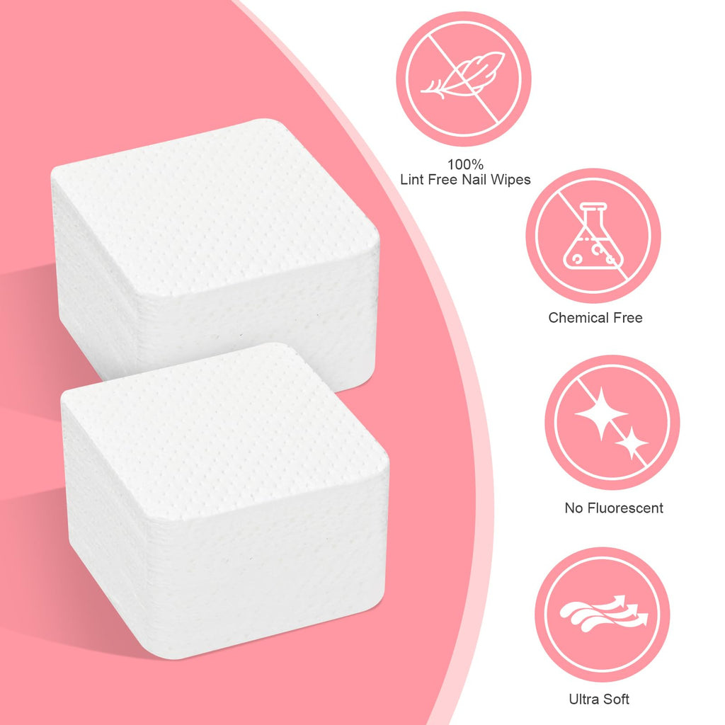 1080PCS Lint Free Nail Wipes with Pump Dispenser | Gel Nail Polish Remover Pads Soft Non-Woven Nail Wipes for Nail Polish Remove and Acrylic Nail Supplies