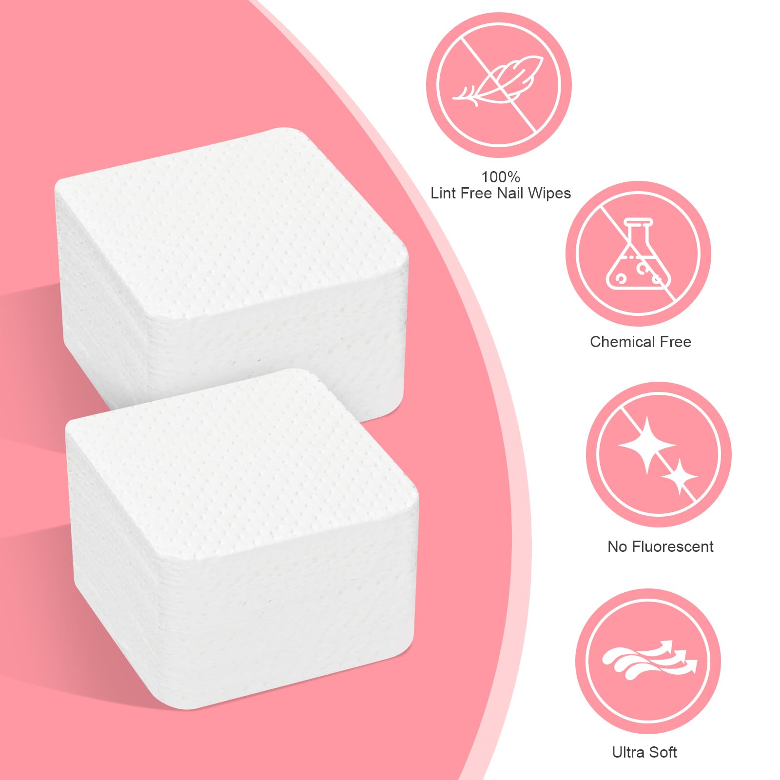 1080PCS Lint Free Nail Wipes with Pump Dispenser | Gel Nail Polish Remover Pads Soft Non-Woven Nail Wipes for Nail Polish Remove and Acrylic Nail Supplies