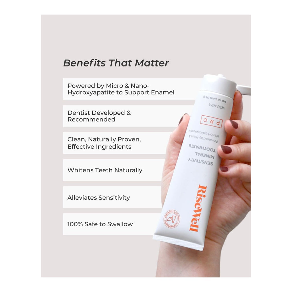 RiseWell PRO Nano Hydroxyapatite Toothpaste Fluoride Free, Wild Mint, 3.4oz