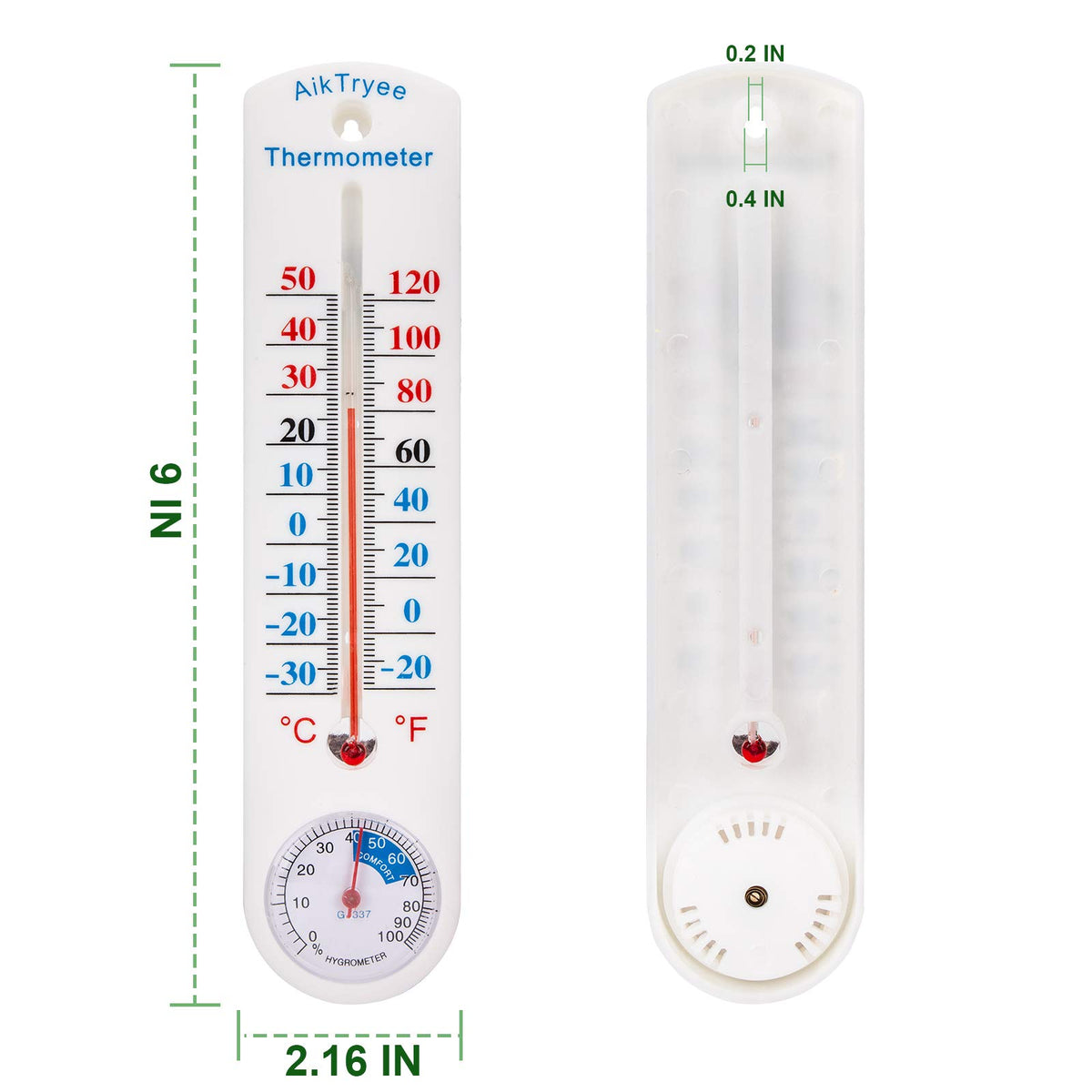 Outdoor Indoor Hygrometer Thermometer, Humidity Monitor, Temperature Humidity Gauge Meter with Celsius/Fahrenheit (℃/℉) for Patio, Field, Cellar, Garden, Humidors, Greenhouse, Closet by AikTryee
