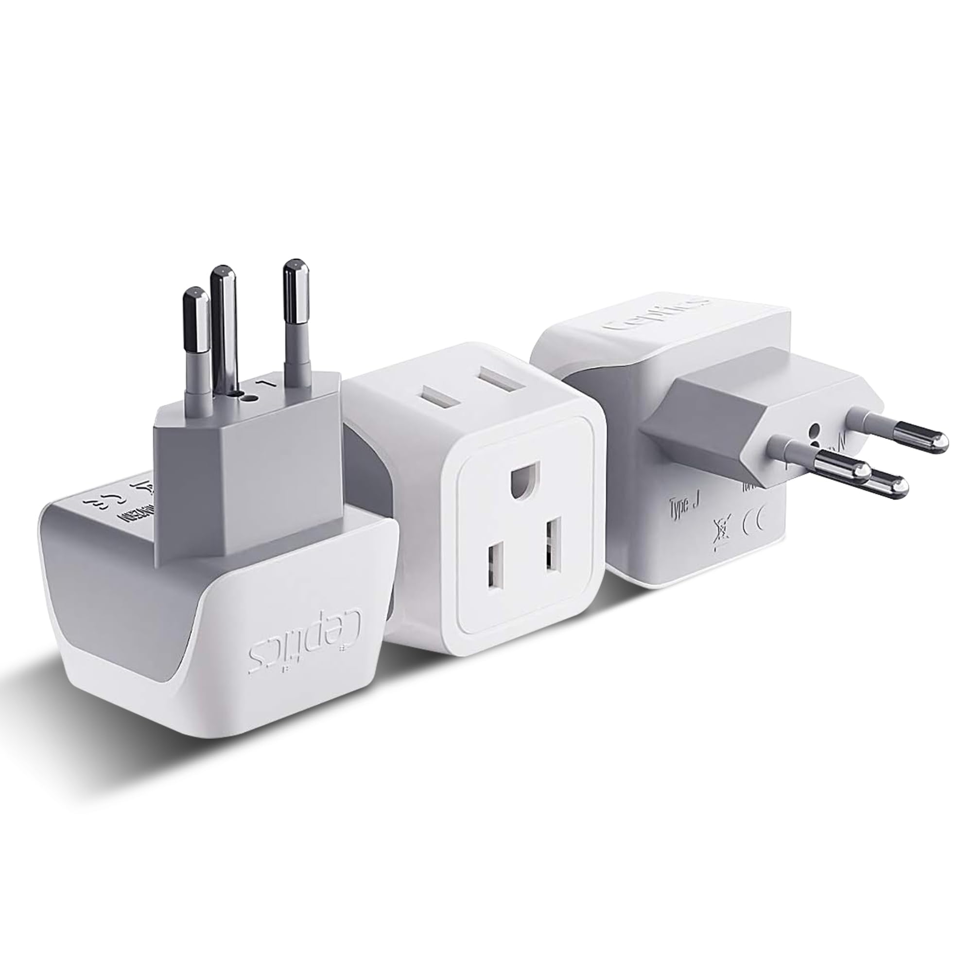 Buy now Ceptics Schuko Germany, France Plug Adapter, Dual Input - Ultra Compact Light Weight - Usa to Russia, South Korea Travel Adaptor Plug - Type E/F (3 Pack) Type J - Switzerland - Dual input 3 Pack at indiglob india