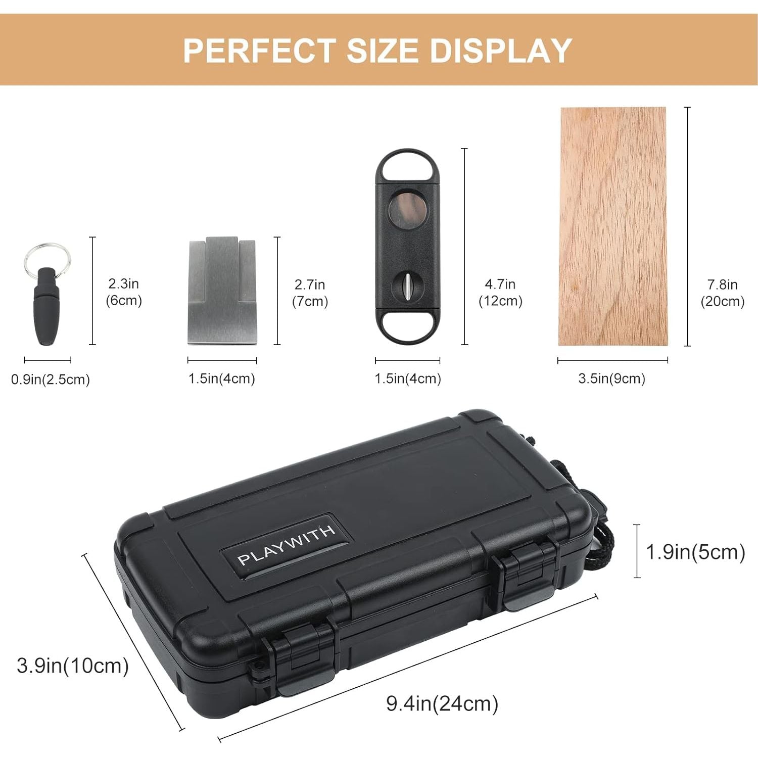 Buy now Travel Humidor Box With Cigar Accessories - Spanish Cedar, Humidifier, Cutter, Stand, Punch - Holds 4-5 Cigars - Waterproof, Crushproof, Airtight Seal at indiglob india
