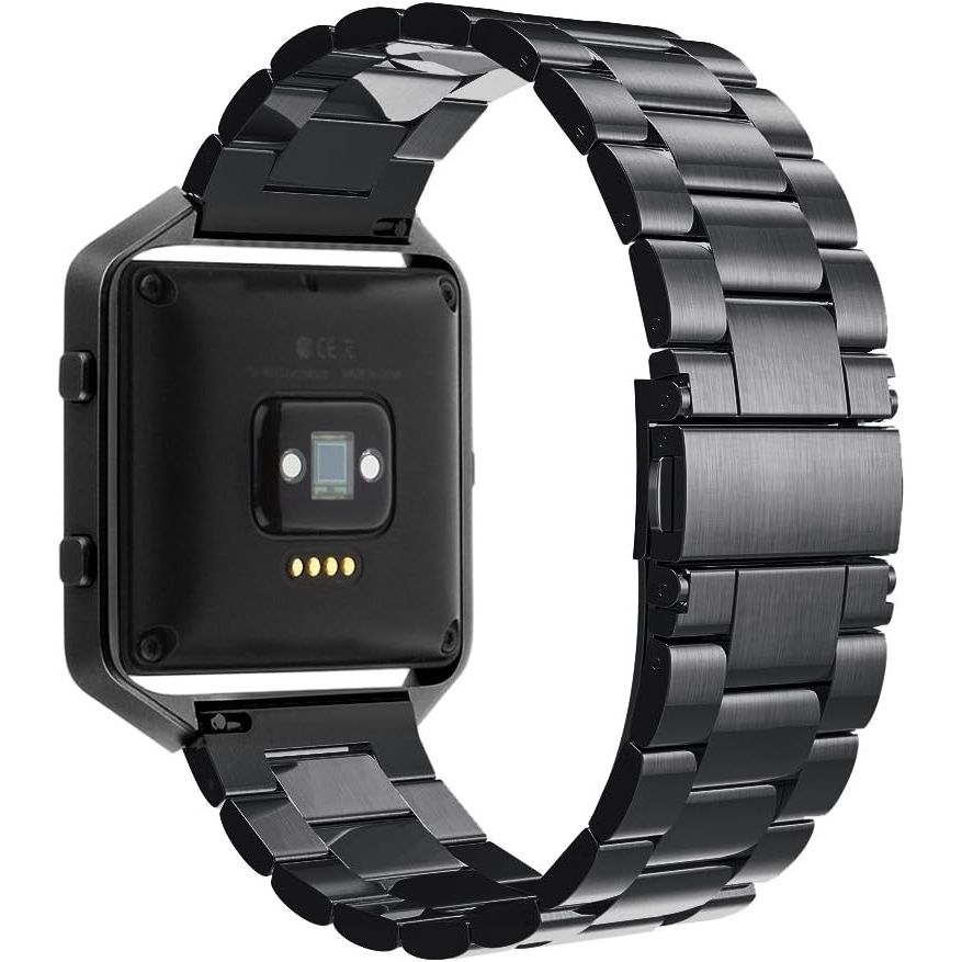 Buy now Simpeak Women Men Stainless Steel Metal Band Strap with Stailess Steel Frame Compatible with Fitbit Blaze, Match Link Removal Tool, Black at indiglob india