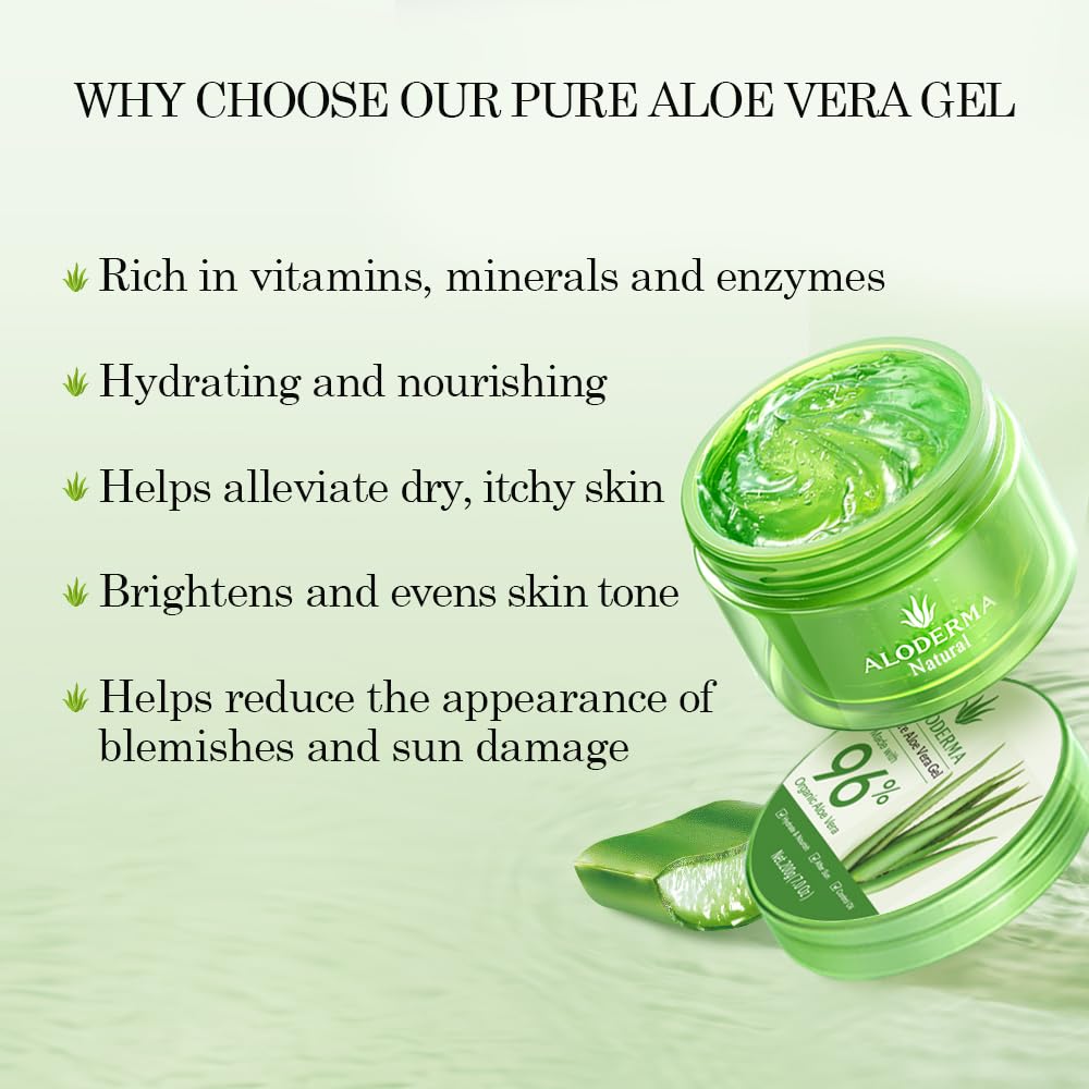 Buy now Aloderma Aloe Vera Gel Made within 12 Hours of Harvest with 96% Pure Organic Aloe Vera for Skin, Scalp, & Hair, Soothing Aloe Face Moisturizer, Multipurpose, Hydrating Aloe Gel, 7.05oz at indiglob india