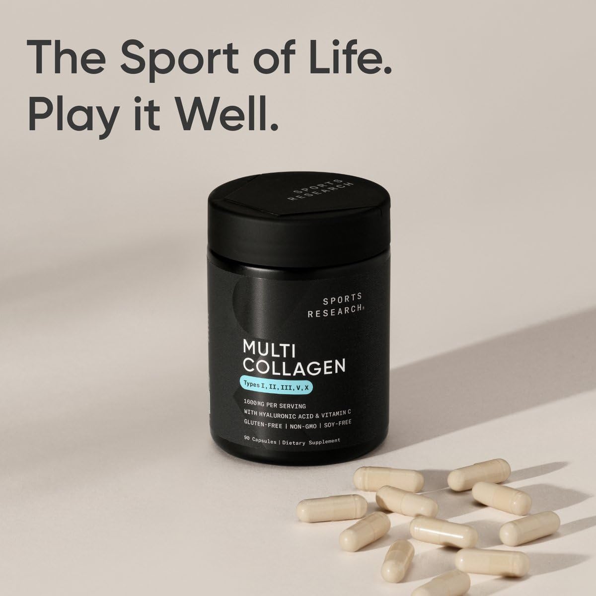 Sports Research® Multi Collagen Peptides w/Hyaluronic Acid, 90 Count