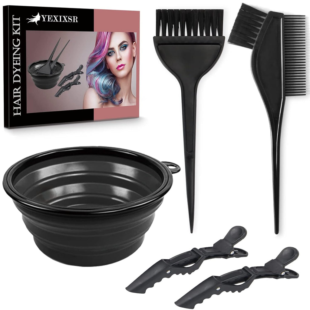 Buy now Yexixsr 5Pcs Professional Salon Hair Coloring Dyeing Kit, Hair Bleach Dit Hair Coloring Products with Hair Dye Brush, Hair Color Bowl, Hair Clips at indiglob india