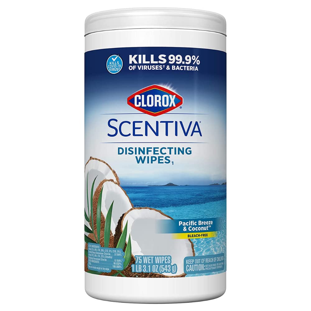 Buy now Clorox Scentiva Disinfecting Multi-Surface Cleaner Spray & Disinfecting Wipes, Pacific Breeze & Coconut Scent - Bundle of 2 Items at indiglob india