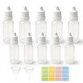 10PCS Small Plastic Dropper Bottles + 2 Funnel + 1 Sticker, 10ml（0.33oz）/15ml（0.5oz） Eye Liquid Dropper Bottles Five of Each, Squeezable Travel Bottle, Ideal for DIY Projects, Essential Oils