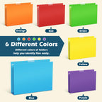V-Opitos 6 Pack 1 Inch Expansion Hanging File Folders, Letter Size Hanging Folders with 1/5-Cut Adjustable Tab, Extra Capacity Hanging File Folders, Ideal School Classroom, Office Supplies