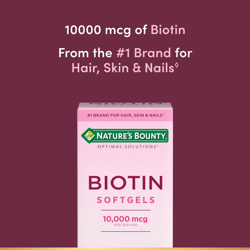 Nature's Bounty Biotin 10000mcg Supplement, 90 Rapid Release Softgels