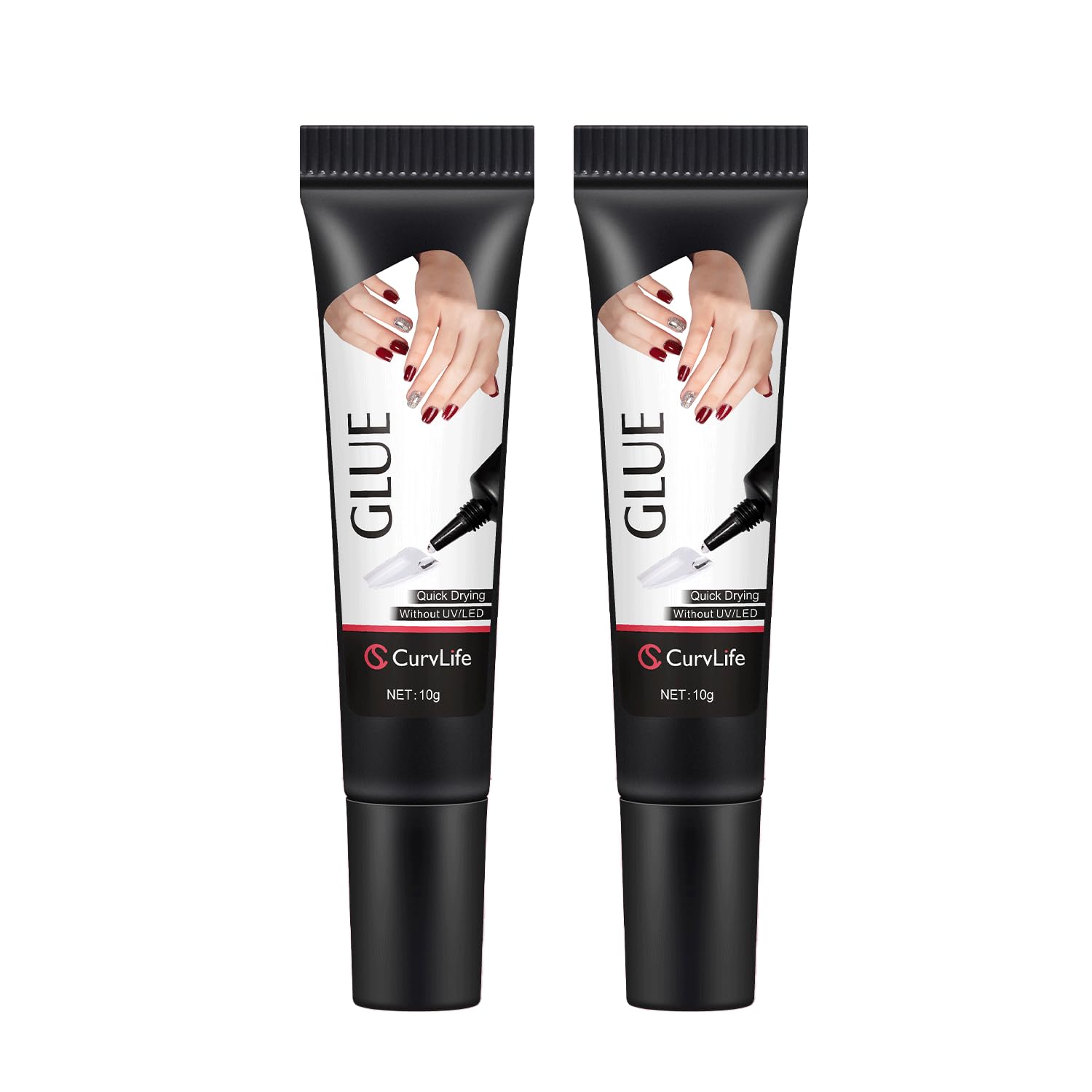 CurvLife Semi Solid Nail Glue, 10g*2pcs Strong Nail Glue for Press Ons | No UV Lamp Needed, Air-Dry Nail Glue Gel Has Gap-Filling Texture for Nail Tips and Press on Nails, Long-Lasting Hold
