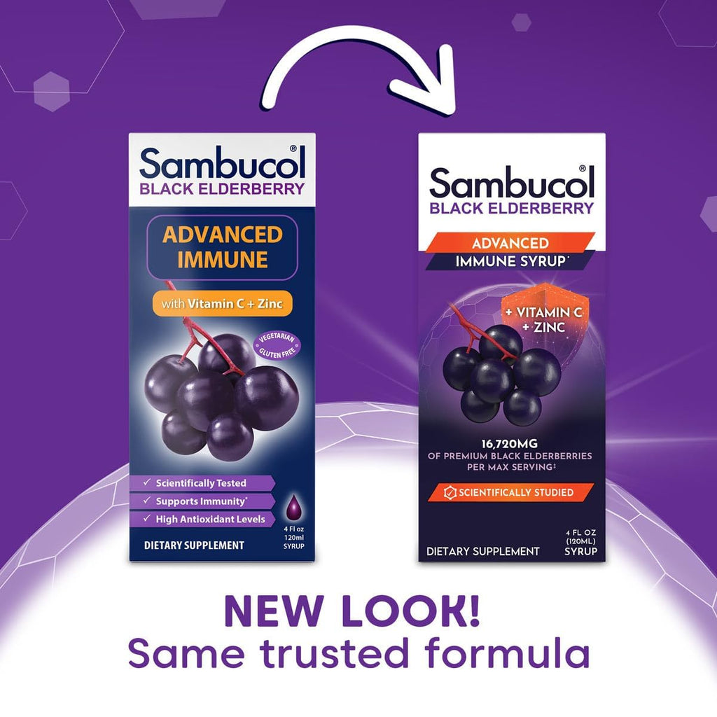 Sambucol Advanced Black Elderberry Syrup, Immune Support - 4 Fl Oz