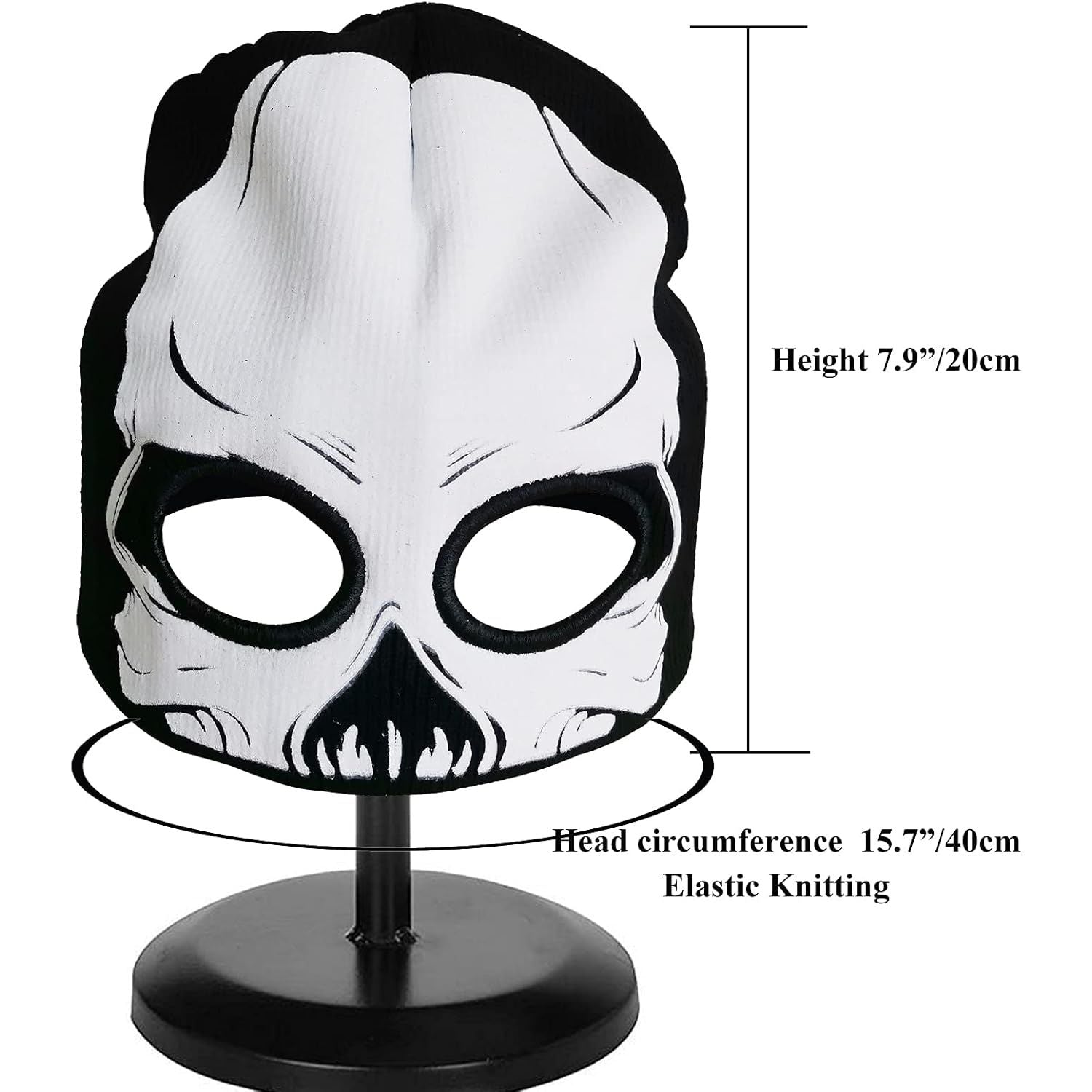 Buy now Skeleton Face Mask Knit Beanie with Eye Holes Halloween Skull Dress Up Headdress Cap Winter Warm Hat at indiglob india