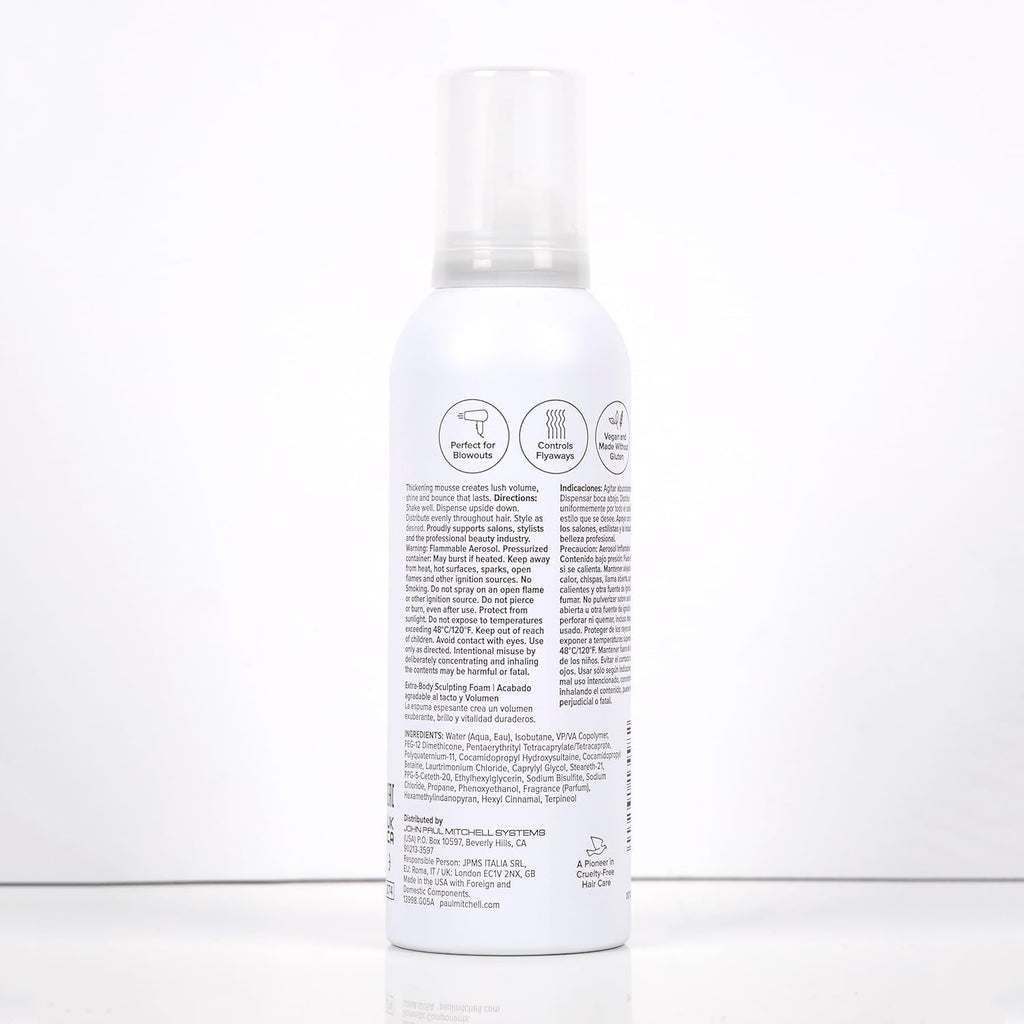 Paul Mitchell Extra-Body Sculpting Foam, Adds Fullness, Touchable Finish, For Fine Hair