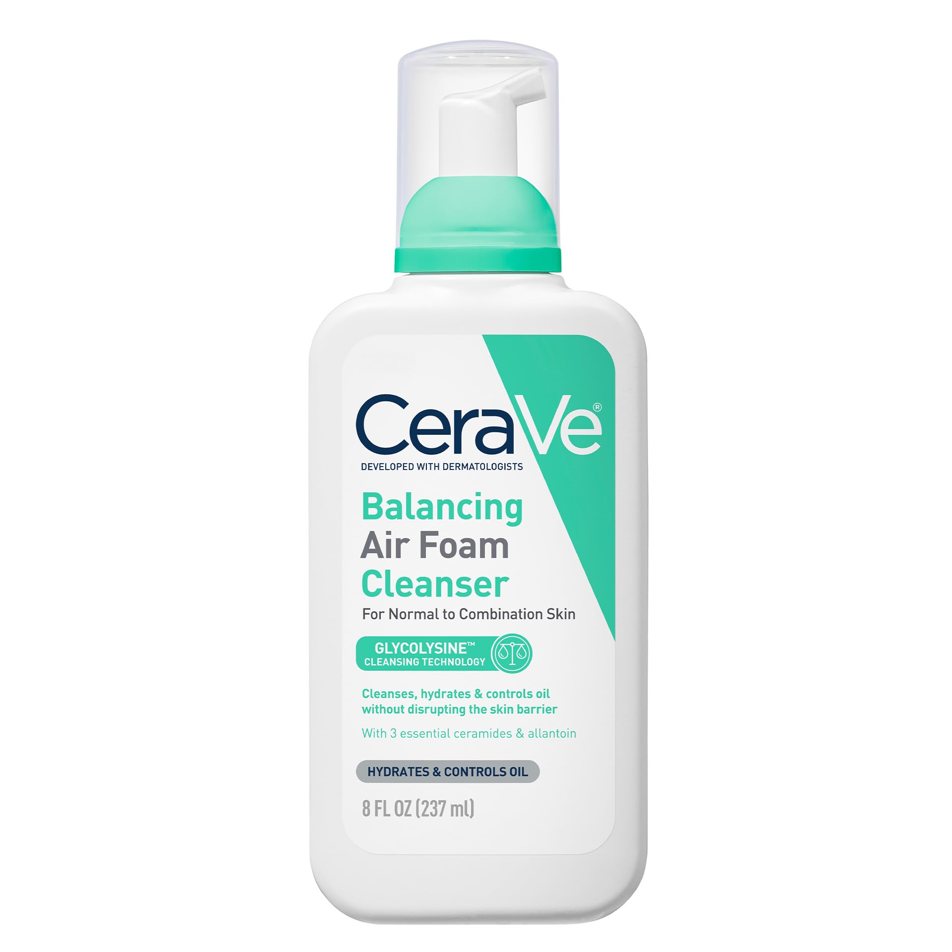 CeraVe Air Foam Face Wash, Hydrating Facial Cleanser, Combination Skin, 8oz | Foaming Facial Cleanser That Balances Combination Skin, Delivering 8-Hour Oil Control and 24-Hour Hydration