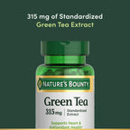 Nature's Bounty Green Tea Pills 315mg, 100 Capsules | Herbal Supplement, Supports Heart and Antioxidant Health