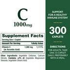 Buy now Nature's Bounty Vitamin C 1000mg, Supports Immune and Antioxidant Health, Vitamin C Supplement, 1 Per Day, 300 Vegetarian Caplets at indiglob india
