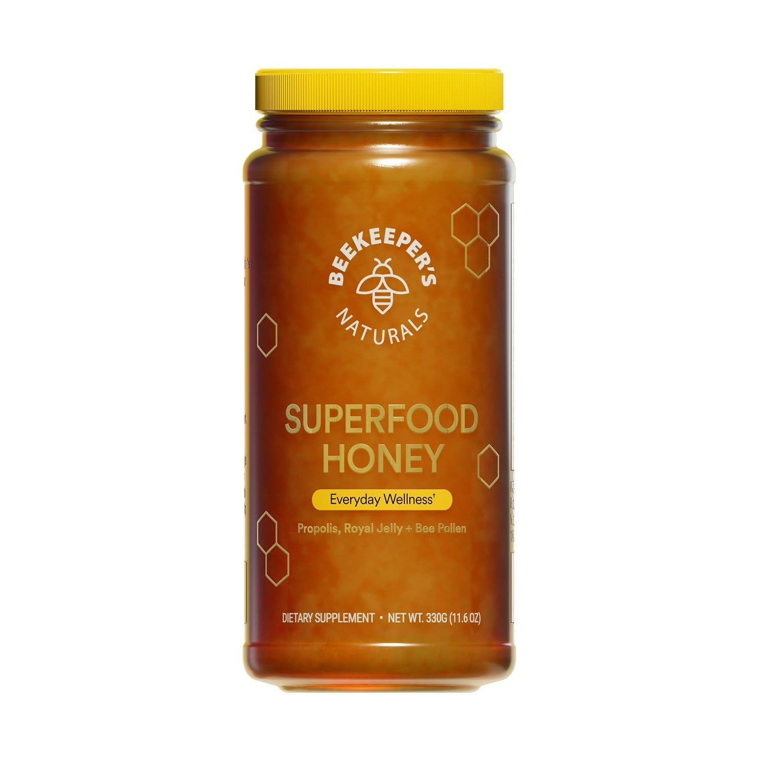 Beekeeper's Naturals Superfood Honey w/ Royal Jelly, Bee Pollen, 11.6 oz | Bee Pollen, Royal Jelly, Propolis, Natural Energy & Immune Support