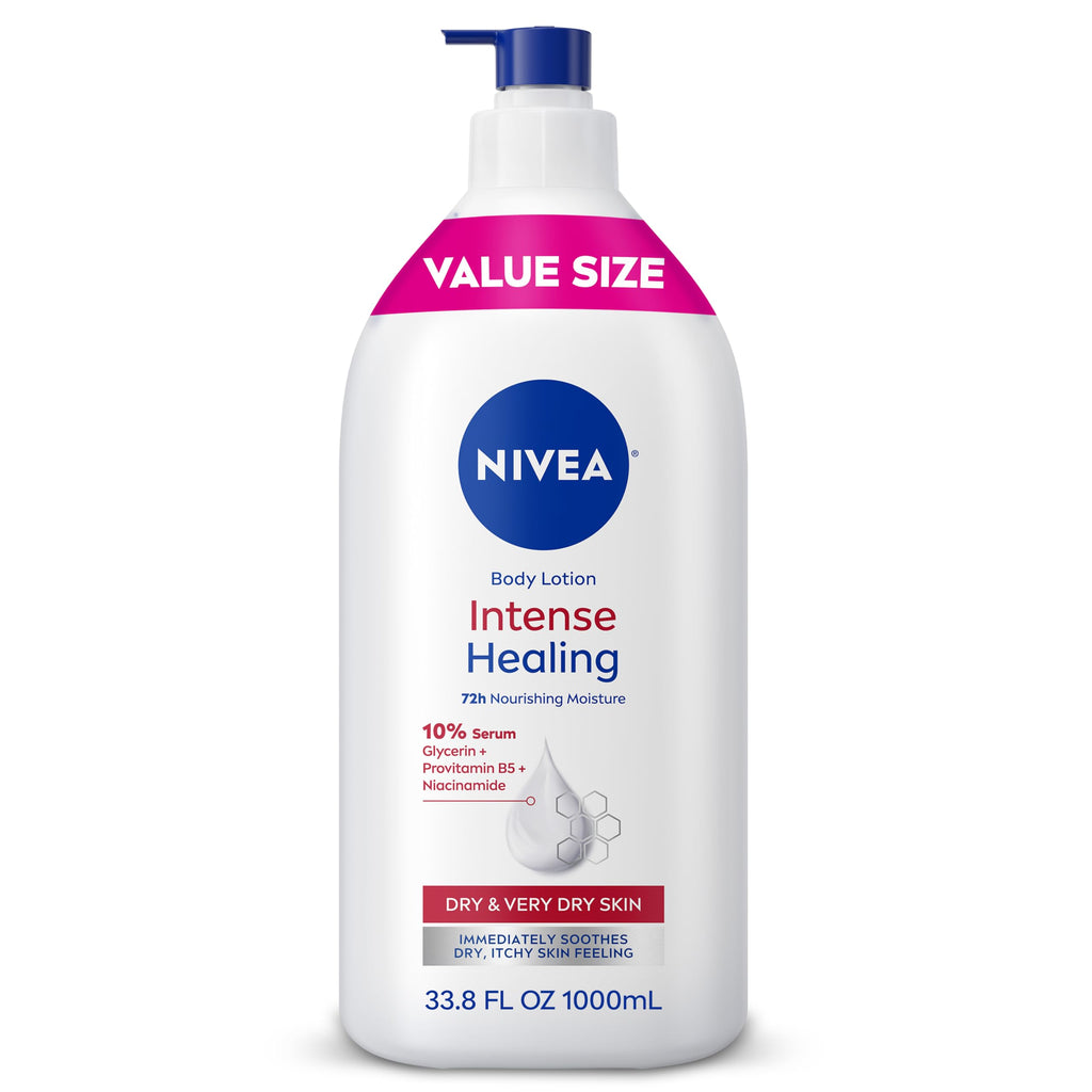 NIVEA Intense Healing Body Lotion, 72-Hour Moisturizing Lotion,16.9 FL OZ | Moisturizing Lotion with Glycerin, Provitamin B5 and Niacinamide, For Very Dry, Itchy Skin Relief, Dermatologically Tested