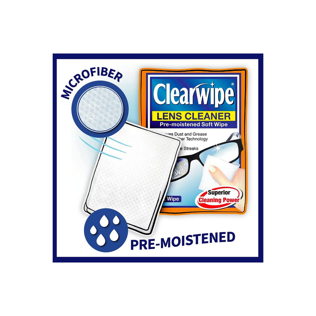 ClearWipe Microfiber Pre-Moistened Lens Wipes, Individual Packets, 40 Count