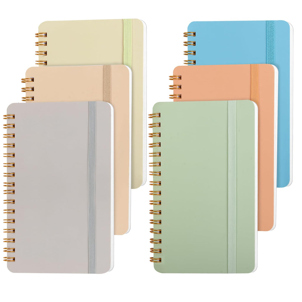 Azureal 6 PCS Small Spiral Notebook 4x6, Notebooks for Note Taking, Scheme Spiral Journal Notebook, Work Notebook Small Notebooks with Strap, Cute Notebooks for Women(Morandi Color)