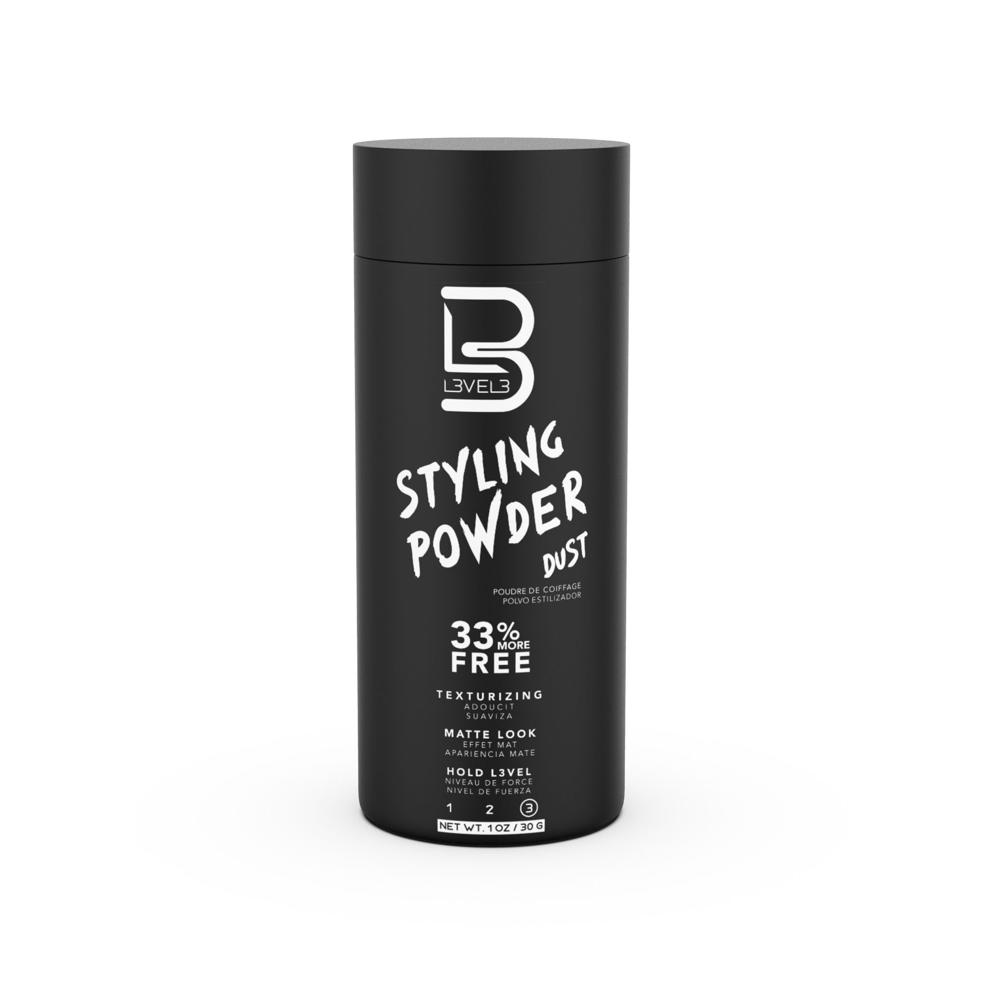 L3 Level 3 Hair Texture Powder for Men, Volume, Natural Look, 30 g | Styling powder, hair texturizer, non-greasy finish, buildable hold, easy application, small 30 g size