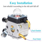 HOODELL FS55 Carburetor, Easy-start FS 55 Carb with Rebuild Kit, Premium FS55R FS45 FS38 HL45 Carburetor for ZAMA STIHL String Hedge Trimmer Weed Eater Parts with Fuel Line Kit