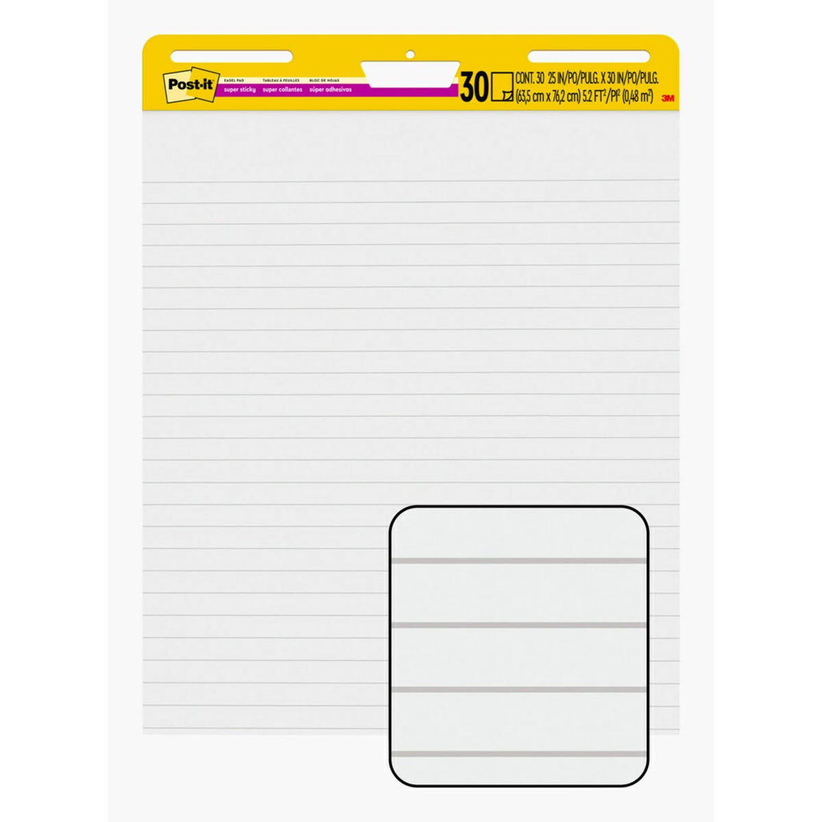 Post-it Super Sticky Easel Pad, 25 x 30 in, White Lined, 2 Pads