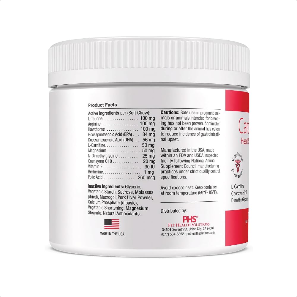 Heart Support Supplement for Dogs-Vet-Formulated, Antioxidant-Rich-L-Taurine, L-Carnitine,EPA,DHA,CoQ10-Aids Circulatory Strength, Cardiovascular Support, Heart Muscle Function-USA Made-60 Soft Chews