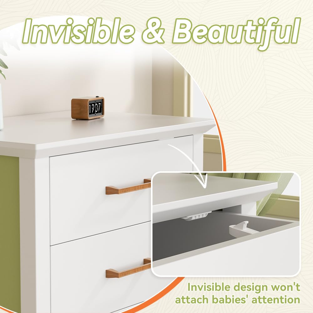 SAFELON 12 Pcs Baby Safety Cabinet Locks Childproof Drawer Locks with Screws, Kids Latch for Drawers and Cabinets, Works with Most Cabinets and Drawers.
