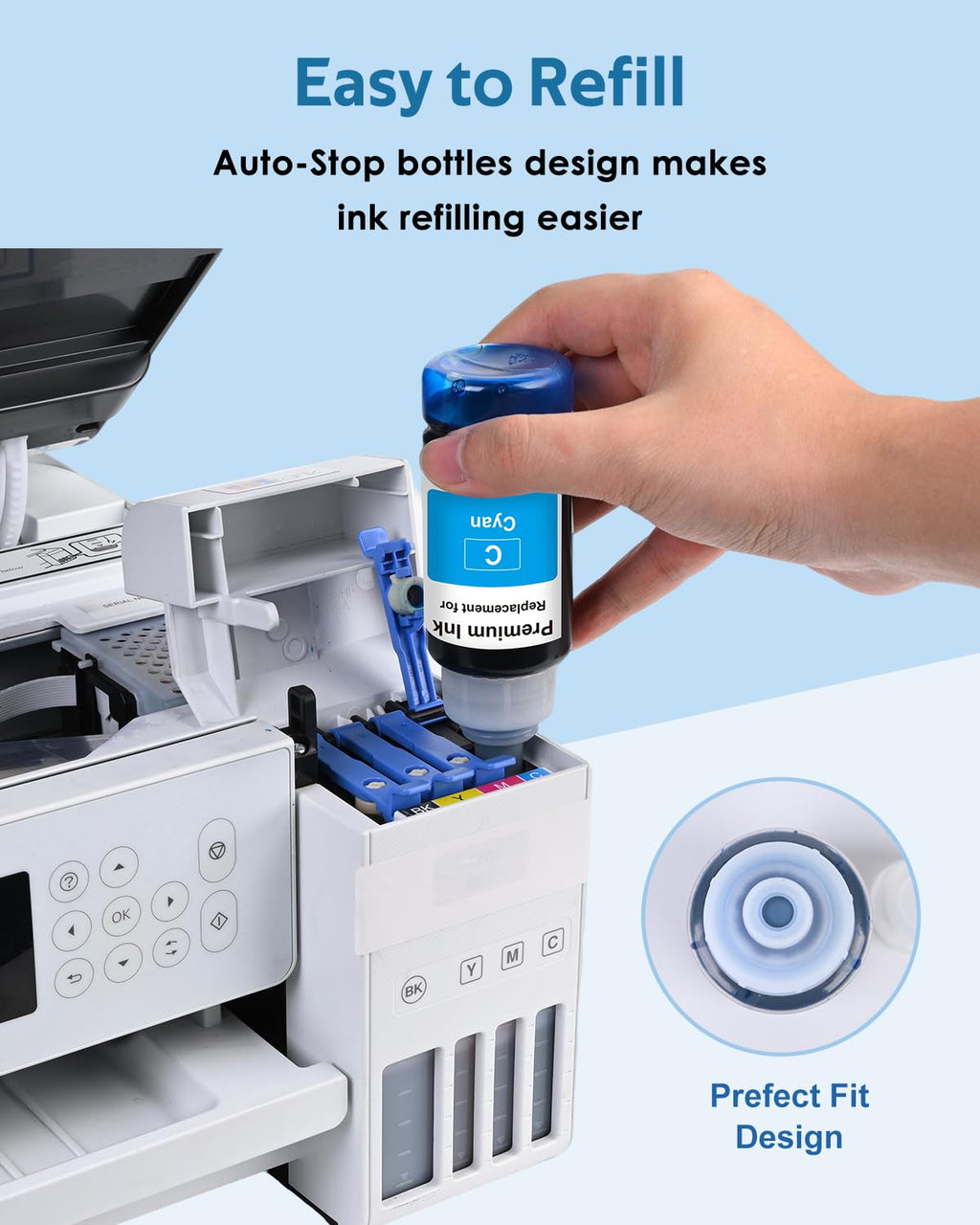 Compatible Ink Bottle Replacement for Epson 522 Ink Refill Bottles