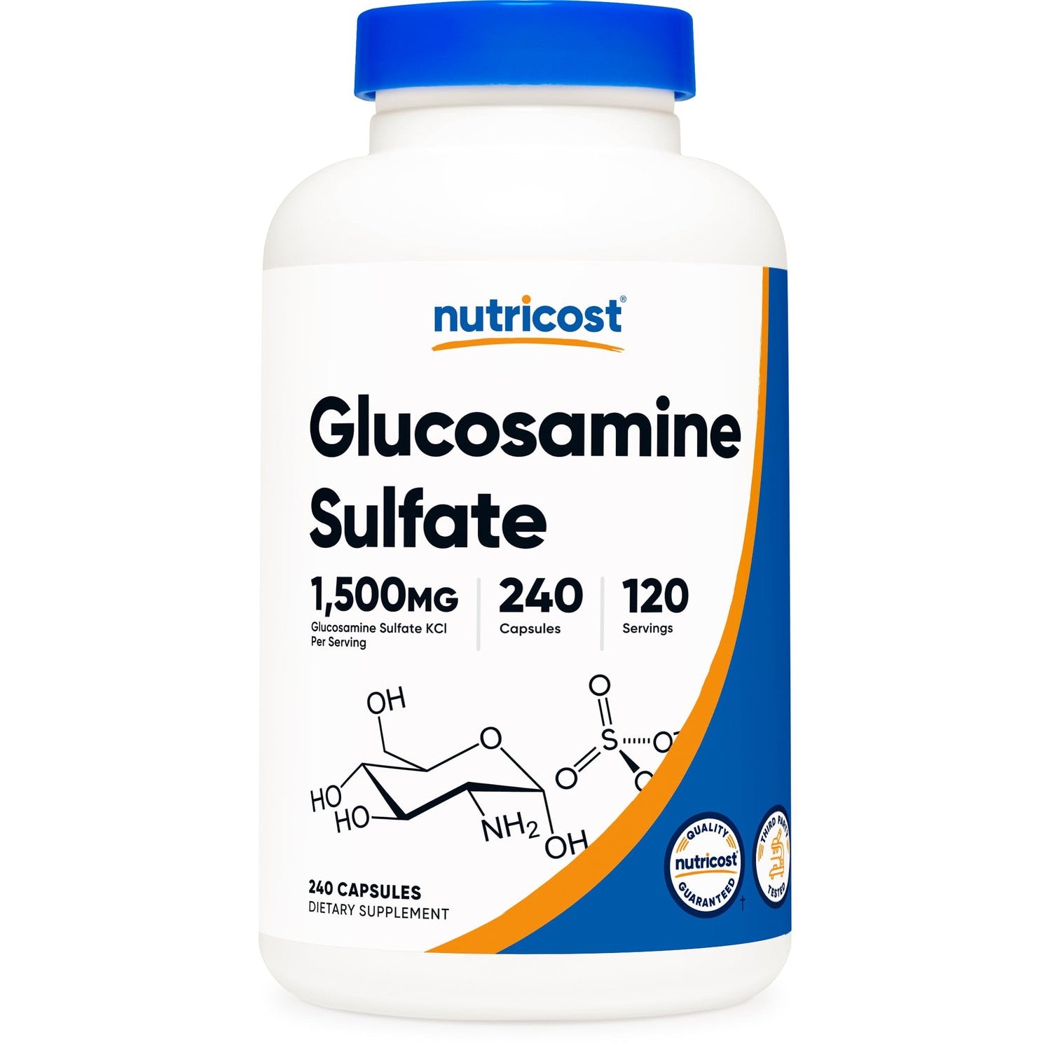 Nutricost Glucosamine Sulfate 1500mg, 240 Capsules, Gluten-Free, GMO-Free | 750mg Per Capsule