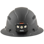 Buy now Klein Tools 60347 Hard Hat, Vented Full Brim, Class C, Premium KARBN Pattern, Rechargeable Lamp, Padded Sweat-Wicking Sweatband, Top Pad at indiglob india