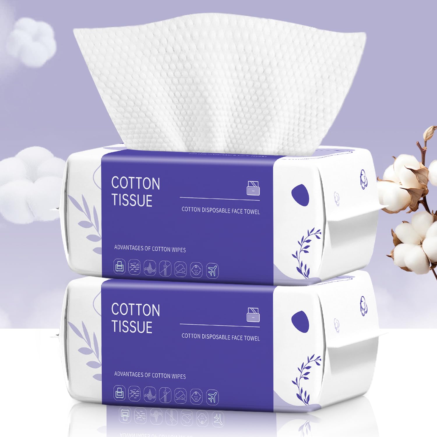 Disposable Face Towel 600 Count, Face Clean Towels, Soft Cotton Dry Wipes Facial Cloths Towelettes for Washing and Drying, Facial Tissue for Cleansing, Skincare and Makeup Remover