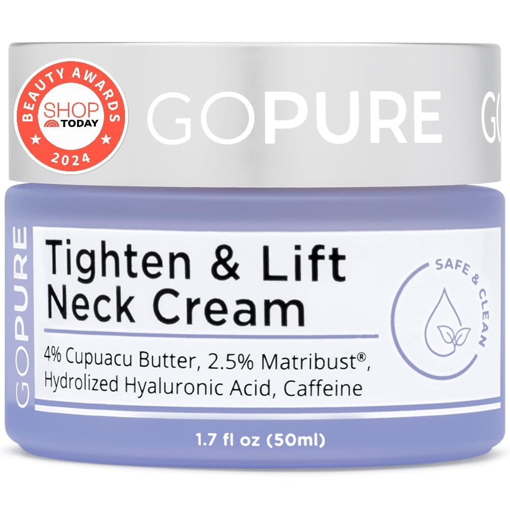 goPure Tighten & Lift Neck & Chest Moisturizer Cream for Visibly Firming, Tightening and Lifting the Look of Wrinkles & Crepey Skin, 1.7oz