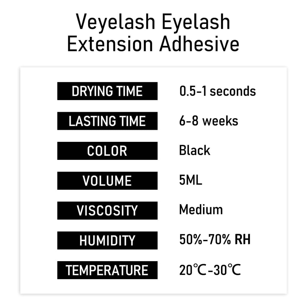 VEYES INC Eyelash Extension Glue - Extra Strong Professional Lash Glue 5ml | 1 Sec Drying time | Retention - 8 Weeks | Black Adhesive for Semi-Permanent Extensions Salon Use for Lash Tech