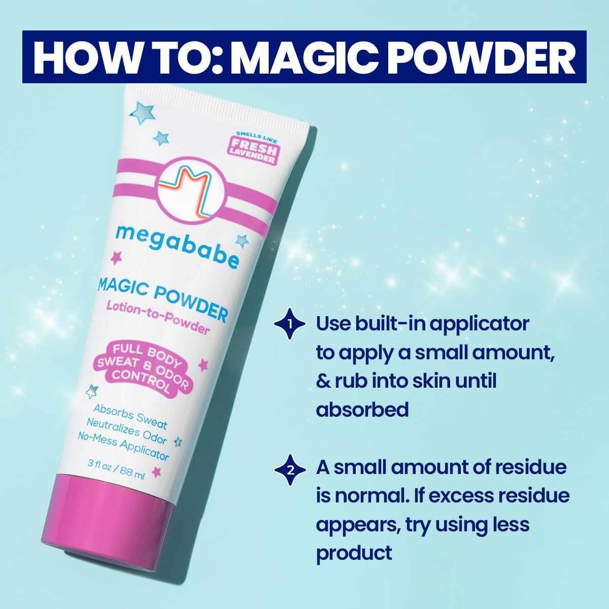 Megababe Magic Powder, Sweat & Odor Absorbing, Talc-Free, 3 fl oz
